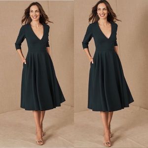 BHLDN Valdis Dark Emerald Pocket Dress